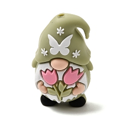 Human Пасхальные силиконовые фокусные бусины, оливковый, человек, 32x20x16 мм, отверстие : 2 мм