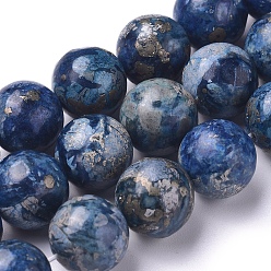 Пирит Нити из натурального африканского пирита, окрашенные, круглые, 10 мм, отверстие : 0.8 мм, около 41 шт / нитка, 15.75 дюйм (40 см)