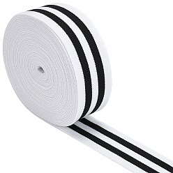 Black Flat Elastic Rubber Cord/Band, Webbing Garment Sewing Accessories, Black & White, 40mm