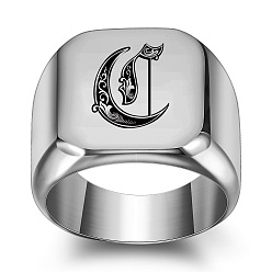 Letter C 304 из нержавеющей стали кольца палец для мужчин, цвет нержавеющей стали, буква С, размер США 10 (19.8 мм)