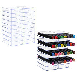 Clear Acrylic Marker Pen Storage Box, Rectangle, Clear, 180x136x103mm, Inner Diameter: 64.5x17.5mm
