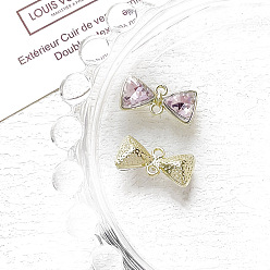 Свет Аметист Подвески из сплава со стразами, бантом, светлый аметист, 85x18 мм