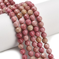Родонит Природные родонит бисер нитей, граненые, круглые, 6 мм, отверстие : 0.9 мм, около 63~64 шт / нитка, 15.16~15.28'' (38.5~38.8 см)