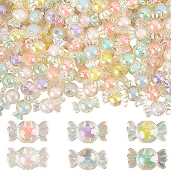 (52) Непрозрачная лаванда 300 шт 6 цвета прозрачные акриловые бусины, бусина в бусине, AB цвет, конфеты, разноцветные, 9x17x8.5 мм, отверстие : 2 мм, о 50шт / цвет