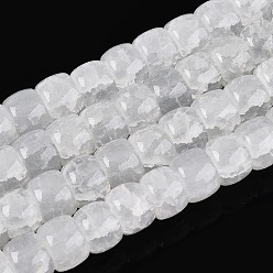 Прозрачный Выпечки нарисованные потрескивание стеклянные бусины пряди, баррель, прозрачные, 8~9x6~6.5 мм, отверстие : 1~1.2 мм, около 125~128 шт / нитка, 30.91~31.50 дюйм (78.5~80 см)