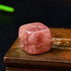 Клубничный Кварц Натуральные клубничные кварцевые резные фигурки в виде кубиков, статуи для украшения рабочего стола для домашнего офиса, 15x15x15 мм