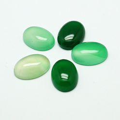 Green Dyed Oval Natural Jade Cabochons, Green, 25x18x6mm
