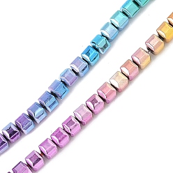 (52) Непрозрачная лаванда Гальванические нити из синтетических немагнитных гематитовых бусин, граненые, бусины-кубы с настольной огранкой, разноцветные, 3x3x3 мм, отверстие : 0.5 мм, около 140~141 шт / нитка, 16.06'' (40.8 см)