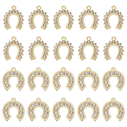 Light Gold 20шт 2 подвески из сплава с гальванопокрытием, с кристально горный хрусталь, без кадмия, без никеля и без свинца, арочные прелести, золотой свет, 21x18~18.5x3 мм, отверстие : 1.5~1.8 мм, 10 шт / цвет