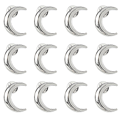 Platine 12 Pièces de fermoirs de revers en alliage de lune pour vêtements de sac à dos, platine, 28.5x21.5mm