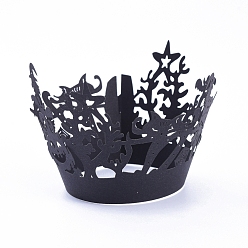 Black Broom Witch Halloween Cupcake Wrappers, Laser Cut Paper Liners Holders, for Halloween Party Wedding Birthday Decoration, Black, 8x20.5x0.03cm