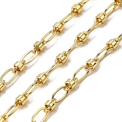 Настоящее золото 18K Латунные овальные звенья цепи, стойки покрытие, без кадмия и без свинца, долговечный, пайки, с катушкой, реальный 18 k позолоченный, 7.5x4x0.7 мм