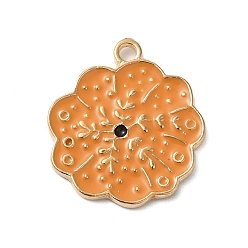Тыква Подвески из эмали из сплава золотого тона на День Благодарения, тыква, 22x19.5x1.5 мм, отверстие : 1.8 мм