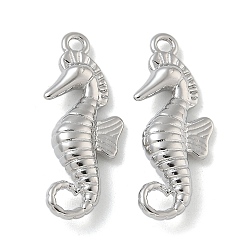 Платина Стойки обшивки латунные подвески, долговечный, без свинца и без кадмия, прелести морских коньков, платина, 20x8.5x3.5 мм, отверстие : 1.8 мм