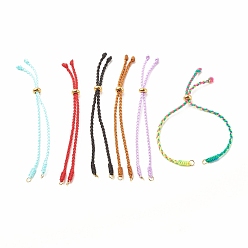 Mixed Color Braided Nylon Thread Braided Cord Bracelet, with Ion Plating(IP) 202 Stainless Steel Beads, for Slider Bracelets Making, Mixed Color, 5-3/8 inch(13.5cm), 0.25cm