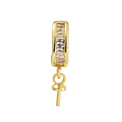 Золотой Покрытие стойки латунь микро паве прозрачный кубический цирконий колышек поручни, за половину пробурено бисера, долговечный, без свинца и без кадмия, золотые, 16 мм, отверстие : 4x6 мм, штифты : 0.7 мм