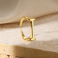 Letter I Регулируемые открытые манжеты из сплава, реальный 18 k позолоченный, Буква "i", внутренний диаметр: регулируемый