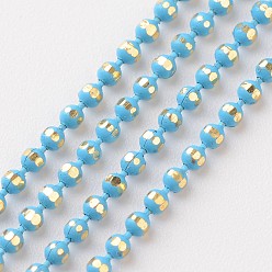 Темно-Голубой Латунные граненые шариковые цепи, пайки, стойки покрытие, два тона, глубокое синее небо, 1.5 мм