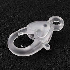 Clear Plastic Lobster Claw Clasps, Heart, Clear, 22.5x13x6.5mm, Hole: 3mm