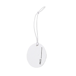 Rauch weiss Preisschilder aus Papier, mit Gummizug, ellipsenförmige, Rauch weiss, 8.3~8.9 cm, oval: 31x24x0.3 mm