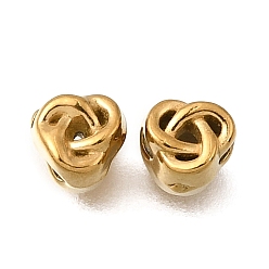 Настоящее золото 18K 304 из нержавеющей стали бусы, ионное покрытие (ip), узел сердца, реальный 18 k позолоченный, 5x5x4.5 мм, отверстие : 1.4 мм