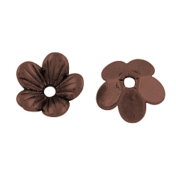 Красная Медь Крышки для бусин, сплав, цветок, тибетский стиль, 5-лепесток, без кадмия, без никеля и без свинца, Красная медь, 9x3 мм, отверстие : 1.5 мм