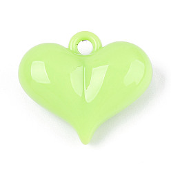 Зелено-Желтый Непрозрачные акриловые подвески, сердце, зеленый желтый, 25.3x29.6x12.1 мм, отверстие : 3.5 мм