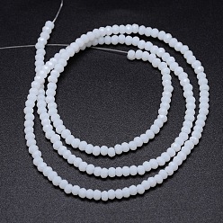 White Faceted Rondelle Glass Beads Strands, White, 2.8~3x2mm, Hole: 0.8mm, about 165~169pcs/strand, 15.7~16.1 inch(40~41cm)