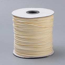 Beige Braided Korean Waxed Polyester Cords, Beige, 1mm, about 174.97 yards(160m)/roll