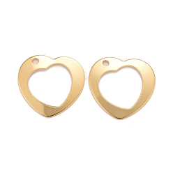 Real 24K Gold Plated 201 Stainless Steel Pendants, Heart, Real 24k Gold Plated, 20x21x1mm, Hole: 1.8mm