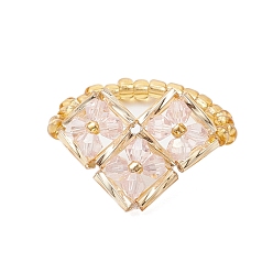 Лавандовый румянец Сердце стеклянные бусины эластичные кольца для женщин, лавандовый румянец, 17 мм, внутренний диаметр: 18 мм