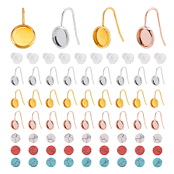 (52) Непрозрачная лаванда 30шт. 3 цвет 304 крючки для сережек из нержавеющей стали с плоскими круглыми закрепками, с пластиковыми ушными гайками 50шт. и кабошонами синтетической бирюзы 30шт., разноцветные, 18.5x10 мм, 21 датчик, штифты : 0.7 мм, лоток : 8 мм, 10 шт / цвет