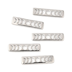 Платинированный Латунные звенья указателя фазы луны, долговечный, прямоугольник подвески, Реальная платина, 20x5x1 мм