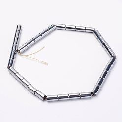 Platinum Plated Electroplate Magnetic Synthetic Hematite Strands, Column, Grade A, Platinum Plated, 6.5x12mm, Hole: 1mm, about 31pcs/strand, 15.74 inch