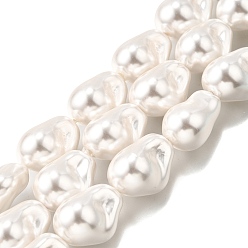 Белый Нити бусин из искусственного жемчуга с гальваническим покрытием из фарфора, самородки, белые, 21~22x15~17x13~15 мм, отверстие : 1 мм, около 19 шт / нитка, 15.80'' (40 см)