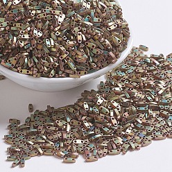 (QTL2035) Matte Metallic Khaki Iris MIYUKI Quarter TILA Beads, Japanese Seed Beads, 2-Hole, (QTL2035) Matte Metallic Khaki Iris, 5x1.2x1.9mm, Hole: 0.8mm, about 24000pcs/500g