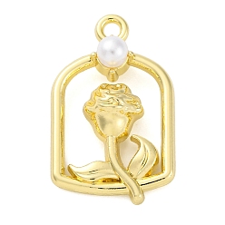 Золотой Стойки подвески обшивки сплава, с абс пластмассовой имитационной жемчужиной, без кадмия, без никеля и без свинца, , золотые, 21.5x14x5.5 мм, отверстие : 1.6 мм