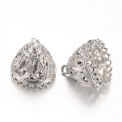 Платина Сплав подвеска залог горный хрусталь настройки, кисточка крышка под залог, без кадмия и без свинца, конус, платина, пригодный для 2.5 мм горный хрусталь, 25x25 мм, отверстие : 1.5~3 мм