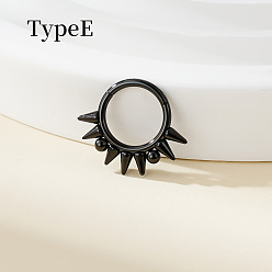 Черный 316 хирургические кольца для носа из нержавеющей стали с шипами, конус, чёрные, 10 мм, штифты : 1.2 мм