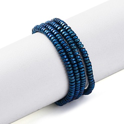 со Синим Покрытием Гальванические немагнитных гематит бисер пряди, диск, Heishi бусы, с покрытием синим, 2~2.5x1 мм, отверстие : 0.6 мм, около 365~370 шт / нитка, 15.47'' (39.3 см)