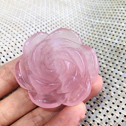 Розовый Кварц Резные фигурки роз из натурального розового кварца, для украшения рабочего стола домашнего офиса, 50~60 мм