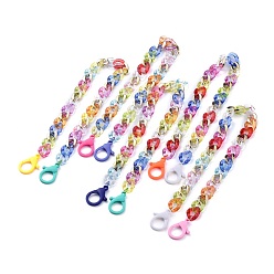 Mixed Color Personalized Rainbow CCB Plastic & Acrylic Curb Chain Necklaces, Eyeglass Chains, Handbag Chains, with Plastic Lobster Claw Clasps, Mixed Color, 19.09 inch(48.5cm)