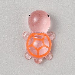 Светло-Коралловый Светящиеся кабошоны из прозрачной смолы, светится в темноте, черепаха, свет коралловый, 23.5x13.5x9~9.5 мм