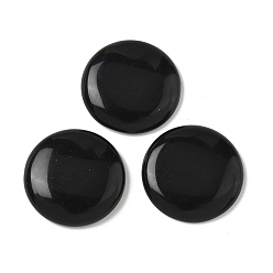 Обсидиан Природные обсидиановые кабошоны, плоско-круглые, 20~23x3.5~5 мм