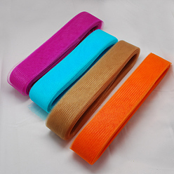 Mixed Color Mesh Ribbon, Plastic Net Thread Cord, Mixed Color, 15mm, 25yards/bundle