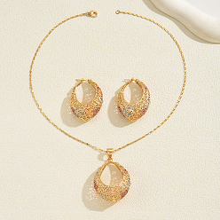 Золотой Элегантные европейские серьги и ожерелья из микрофибры с кубическим цирконием в форме овала для женщин, золотые, ожерелья: 17.52 дюйм (44.5 см)