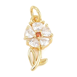 Оранжевый Латунные микро проложить кубического циркония подвески, , долговечный, стойки покрытие, без свинца и без кадмия, реальный 18 k позолоченный, оранжевые, 16.5x8.5x3 мм, отверстие : 3.2 мм