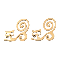 Золотой 201 подвески из нержавеющей стали, подвески в форме кошачьего хвоста с закрученным узором, лазерная резка, золотые, 17x18x1 мм
