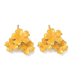 Or Alliage avec pendentifs en émail, charmes de fleurs, sans cadmium et sans nickel et sans plomb, crémaillère plaquage, or, or, 28x25x7mm, Trou: 1.6mm