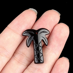 Обсидиан Естественный зеленый авантюрин подвески, кокосовая пальма, 28x18~22 мм